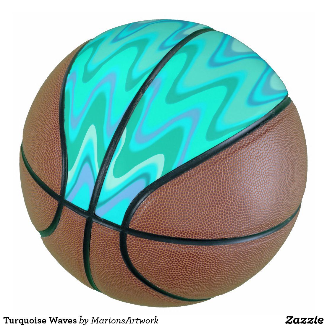 Turquoise Waves Basketball Zazzle Com In 2021 Personalized Basketball Basketball Ball Basketball
