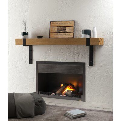 Foundry Select This Bartholomew Fireplace Shelf Mantel holds a vision of industrial minimalism for your home. The product was crafted by the expert artisans to showcase the natural beauty of the reclaimed teak. Industrial Fireplace, Distressed Fireplace, Modern Farmhouse Fireplace, Fireplace Shelves, Rustic Fireplaces, Wood Fireplace, Fireplace Design, Fireplace Ideas, Fireplace Makeover