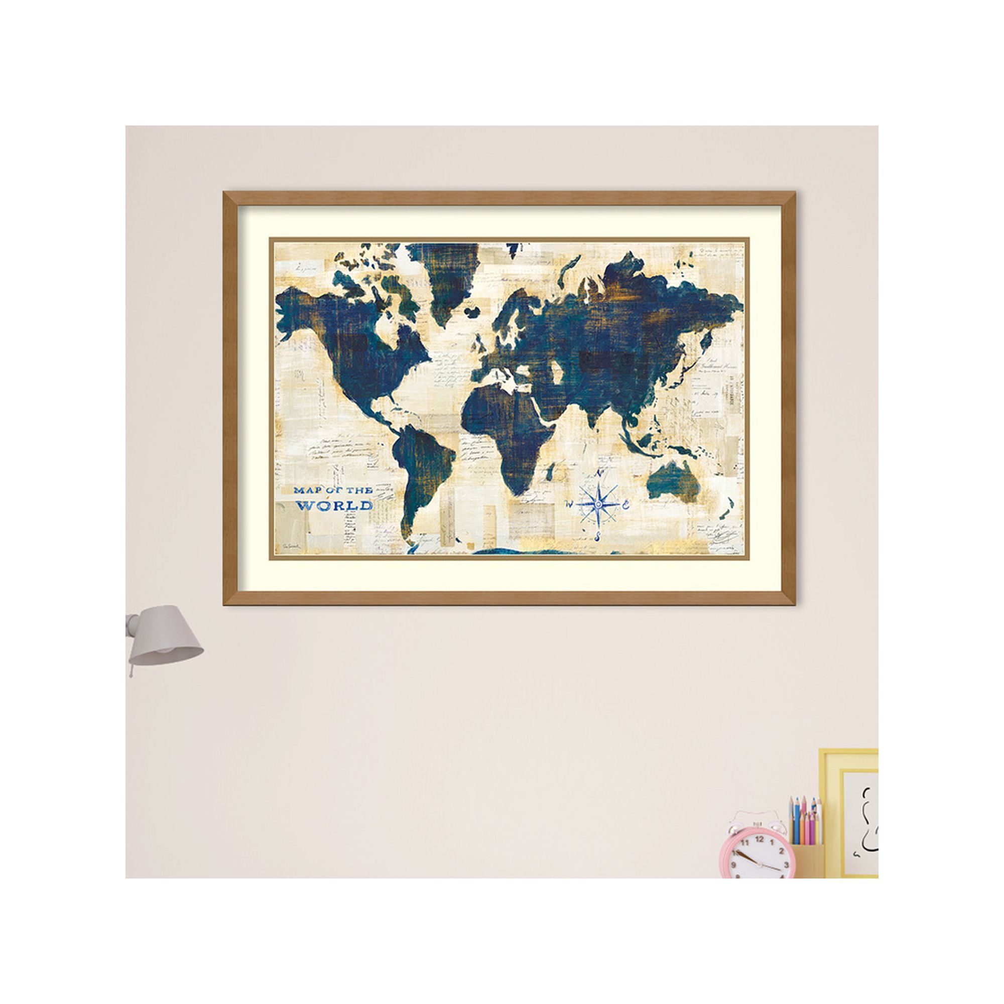 Amanti Art World Map Collage Framed Wall Art, Multicolor Amanti Art World Map Collage Framed Wall Art, Multicolor