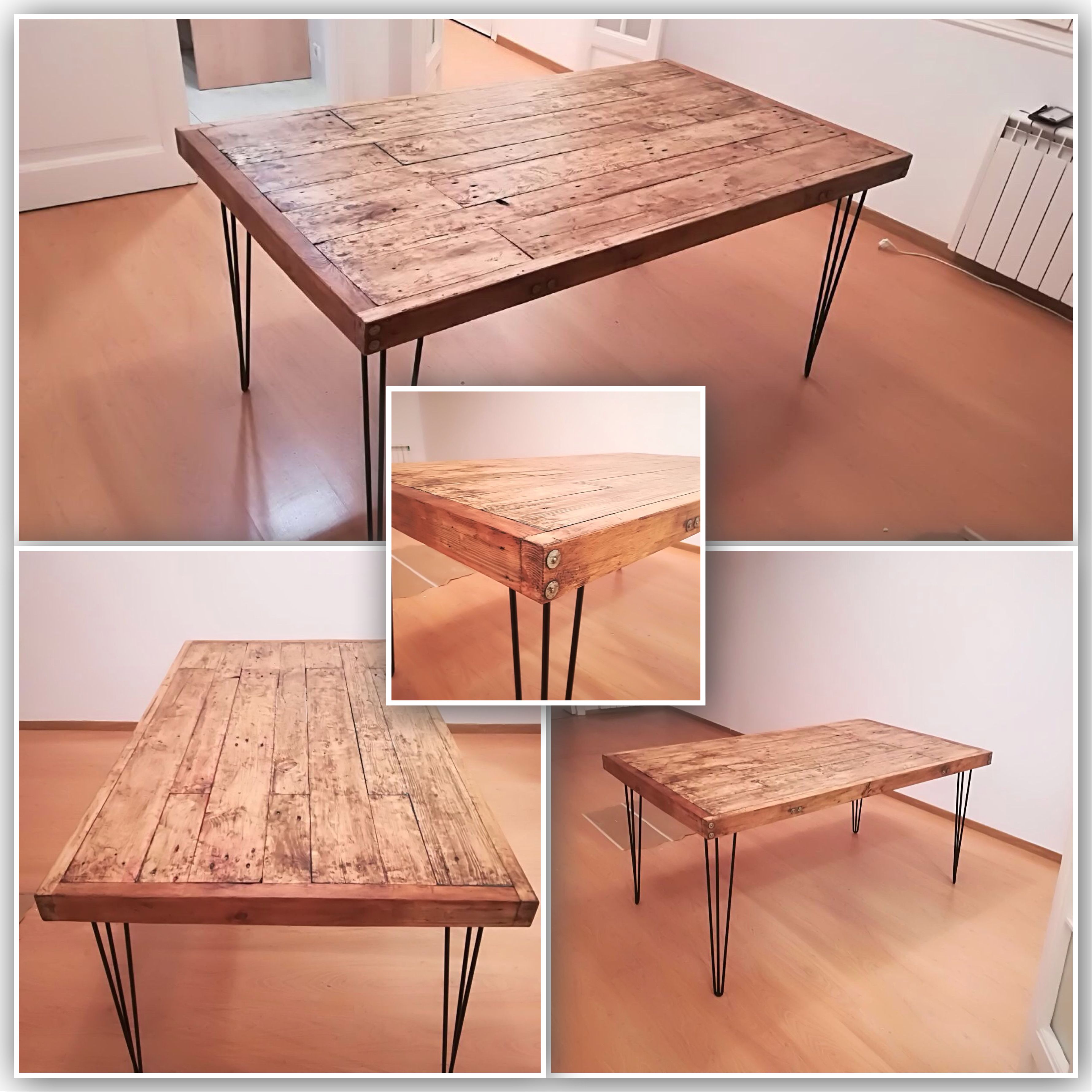 Mesa comedor estilo rústico industrial en madera reciclada de pallet ... Mesa comedor estilo rústico industrial en madera reciclada de pallet ...