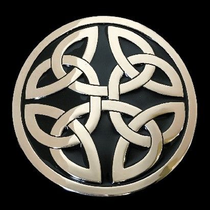 Alloy Vintage Embossed Silver Celtic Decorative Pattern Round Belt Buckle
