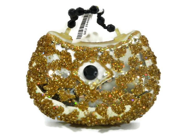 Pier 1 Christmas Ornament Glass Gold Beaded Purse Hand N New Pier 1 Christmas Ornament Glass Gold Beaded Purse Hand N New Pier1