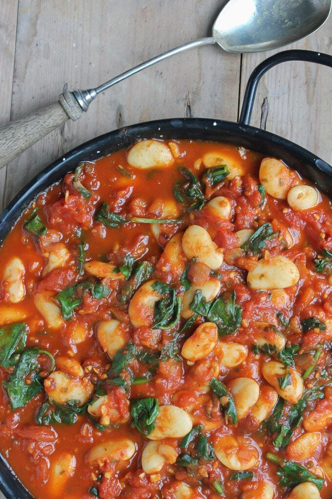 These Spanish beans with tomatoes and smokey sweet spices are so easy