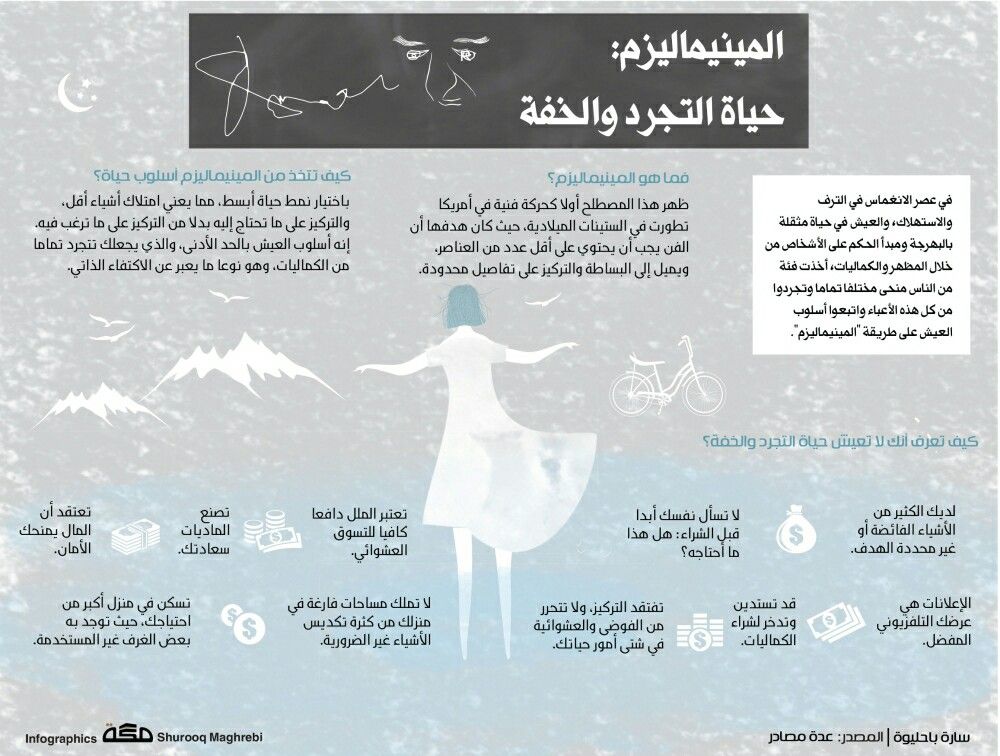 المينيماليزم حياة التجرد والخفة في عصر الانغماس في الترف والاستهلاك والعيش في حياة مثقلة بالبهرجة ومبدأ الحكم Positive Vibes Graphic Design Positivity