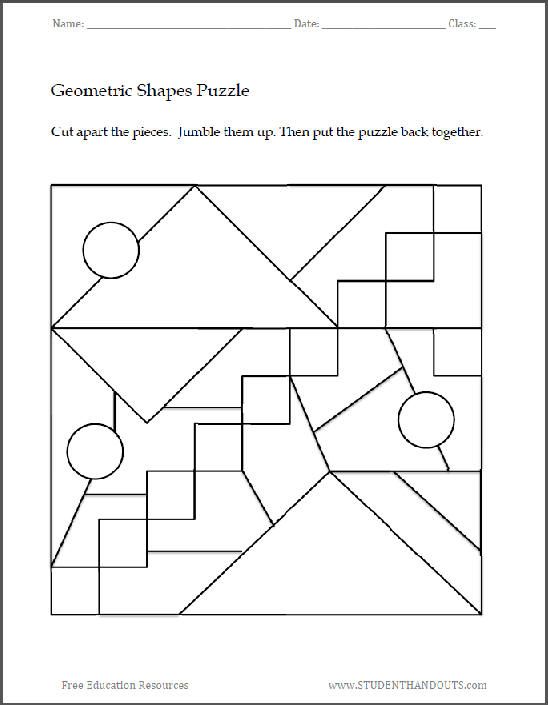 Geometric Puzzles For Kids Geometric Shapes Printable Puzzle 1 Shape Puzzles Free Printable Puzzles Printable Puzzles