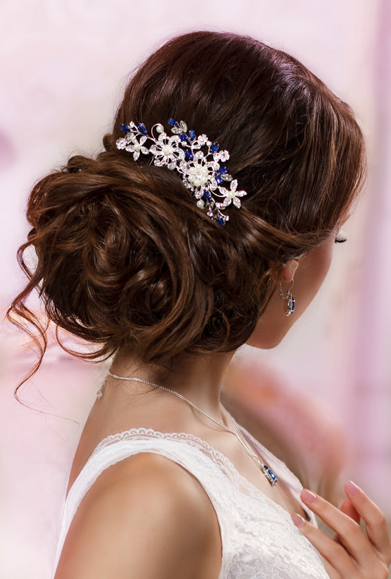 Blue Bridal Hair Comb Something Blue Hair Comb By Senceofbeauty