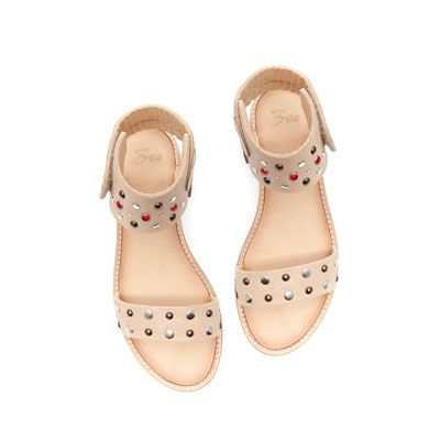 Leather Sandal With Stud Detailing Shoes Girl Kids Zara United States Cute Shoes Girls Shoes Baby Shoes
