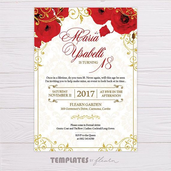 Royal Invitation Red Royal Invitation Royal Debut Invitation Red