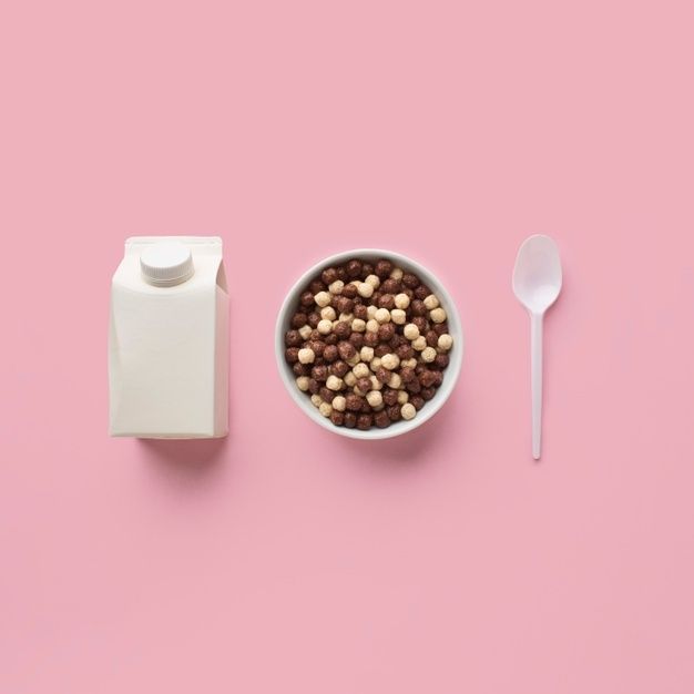 Top view cereal bowl with spoon and milk | Free Photo #Freepik #freephoto Cereal Bowls, Top View, Free Photos, Red Peppercorn, Freepik, Spoon, Milk, Spoons