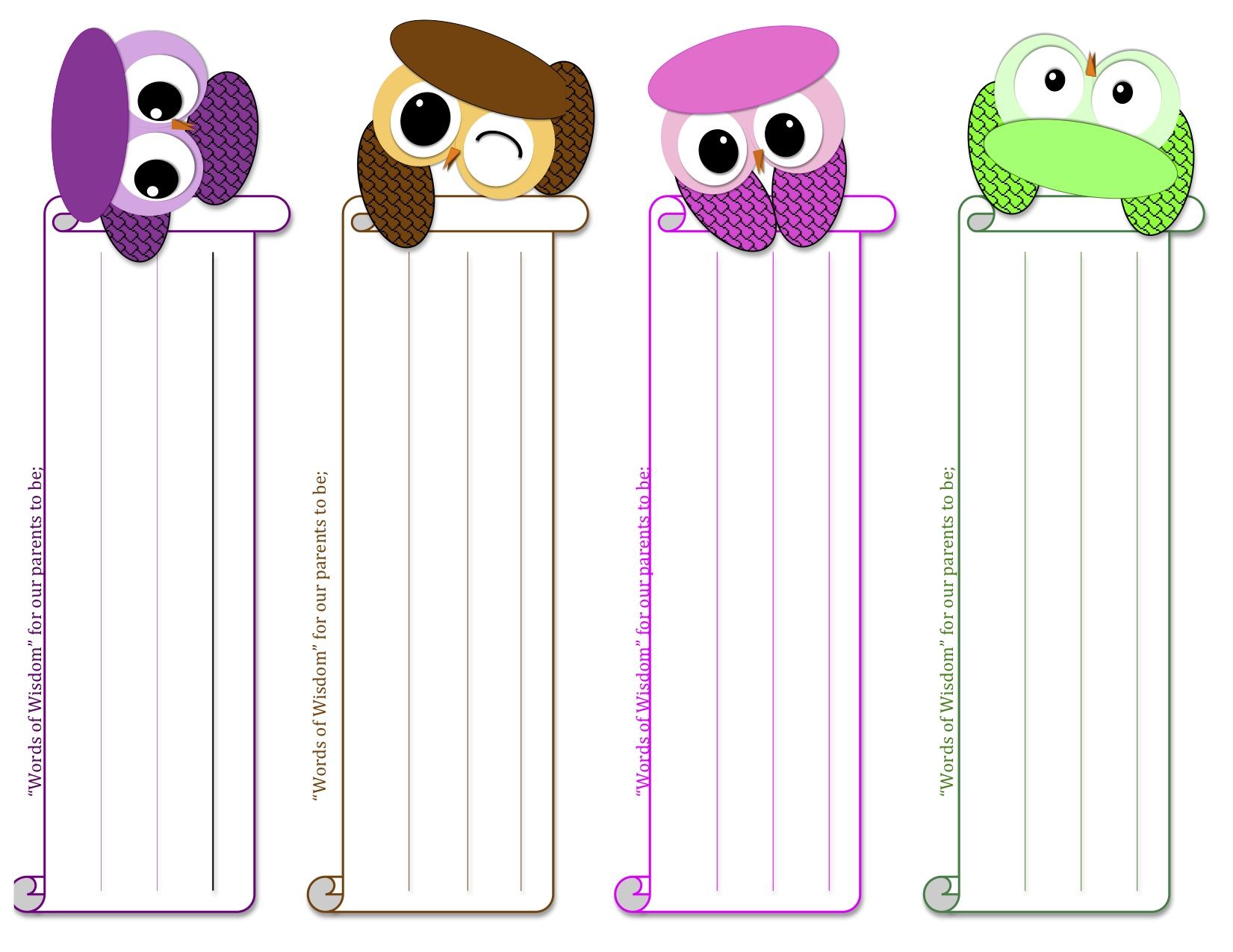 Printable Bookmarks friends can fill out with "words of wisdom" for the Printable Bookmarks friends can fill out with "words of wisdom" for the