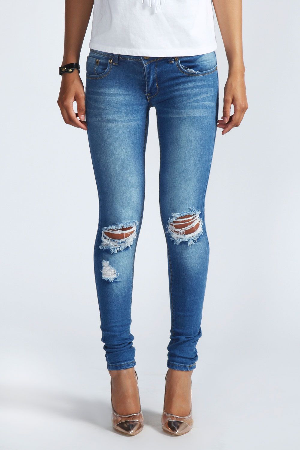 petite skinny ripped jeans