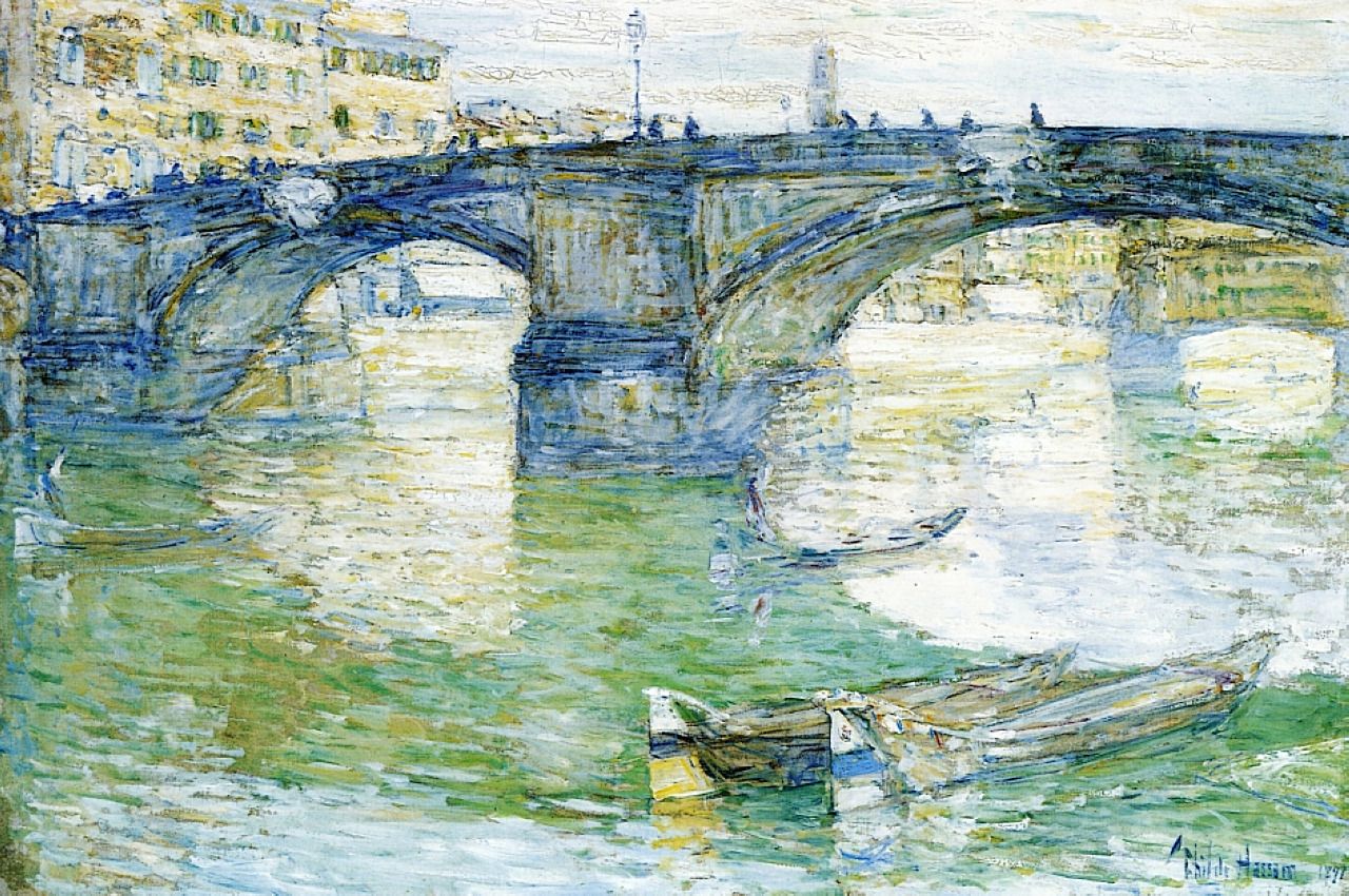 The Louvre on Pont Royal by Childe Hassam Giclee Fine Art Print Repro on Canvas