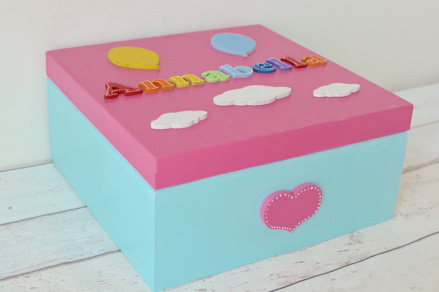 Personalized Wooden Keepsake Box Rainbow Baby Gift Baby's Firsts Boys Girls New Baby Gift Christening Gift Rainbow Decor Baby Girl Gift