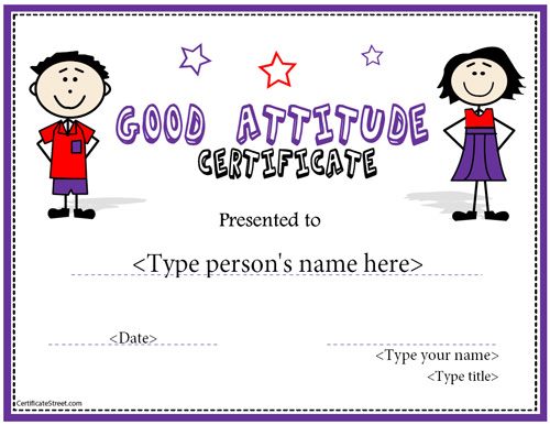good attitude certificate good attitude certificate template free printable certificates for students