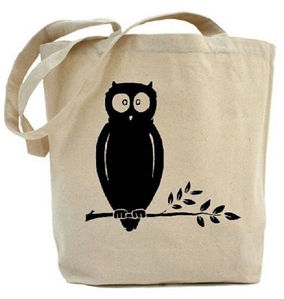 Handmade Cotton Canvas Eco Reusable Shopping Tote Bag Print Colorful Owls
