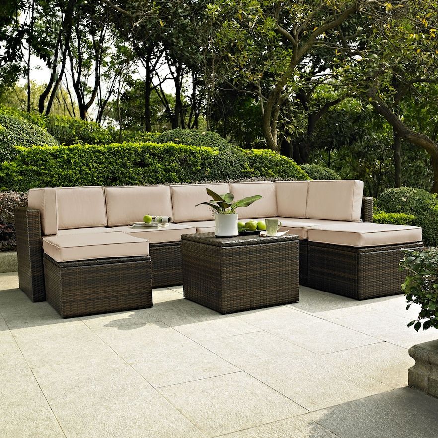 Crosley Furniture Palm Harbor Patio Sectional Chair Ottoman Coffee Table 8 Piece Set Kohls Outdoor Wicker Seating Modern Sets Crosley Furniture Palm Harbor Patio, Kohls Furniture Outdoor