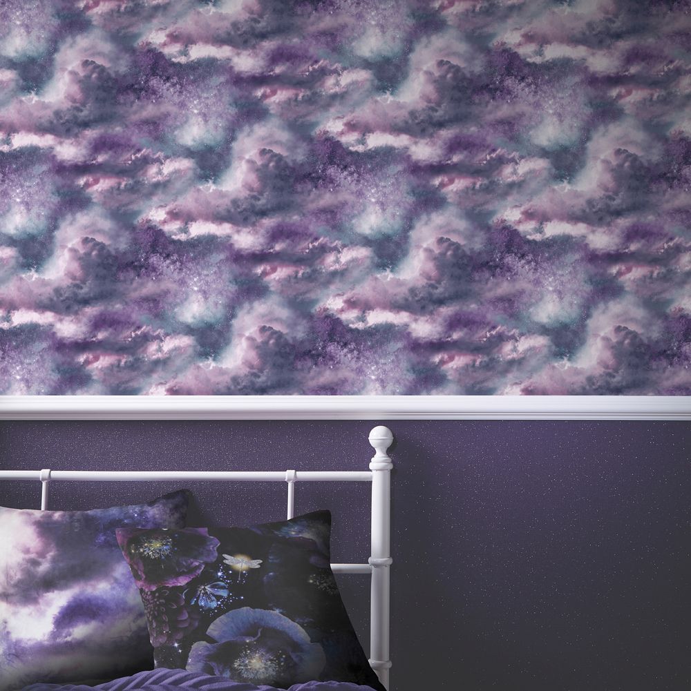 Diamond Galaxy Cloud Wallpaper Purple And Blush Pink Arthouse 260009 Pink Wallpaper Themes Cloud Wallpaper Pink Feature Wall