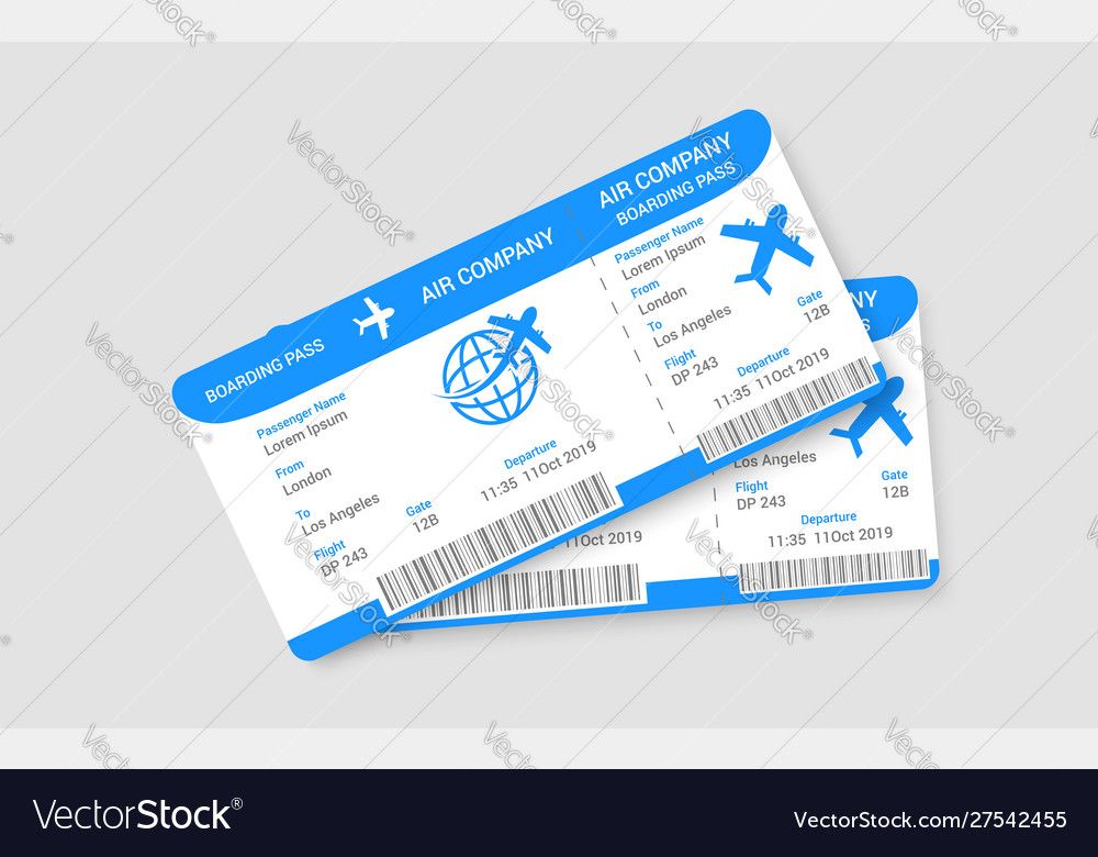 Pair realistic airline tickets concept vector image on