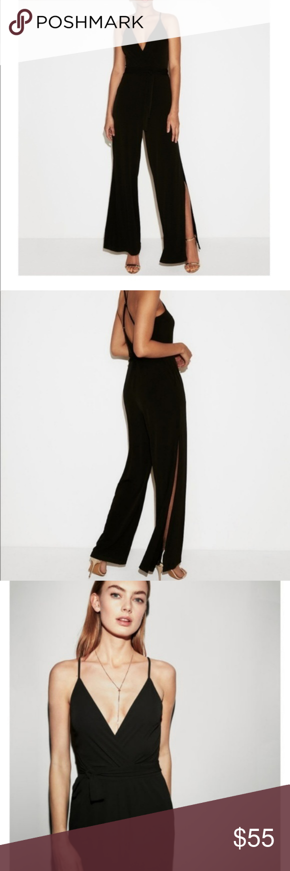 NEW EXPRESS BLACK BELTED OPEN LEG JUMPSUIT SIZE SMALL NEW EXPRESS BLACK BELTED OPEN LEG JUMPSUIT SIZE SMALL