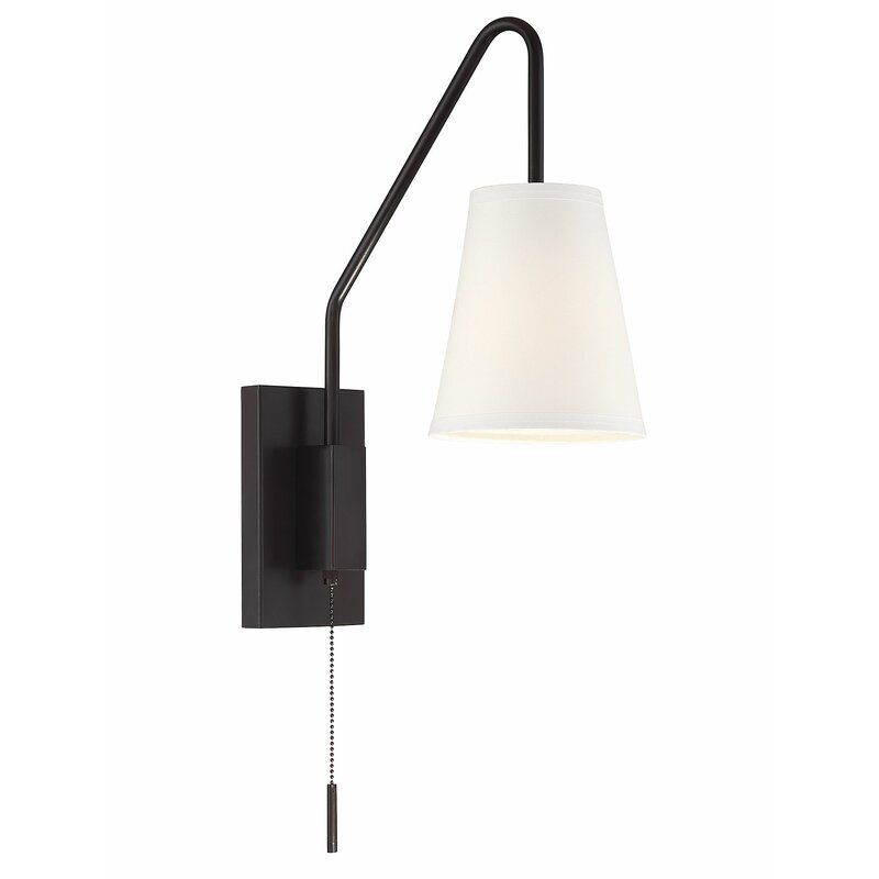 Keith 1 Light Dimmable Plug In Armed Sconce In 2020 Fabric Shades Dimmable Light Bulbs Sconces