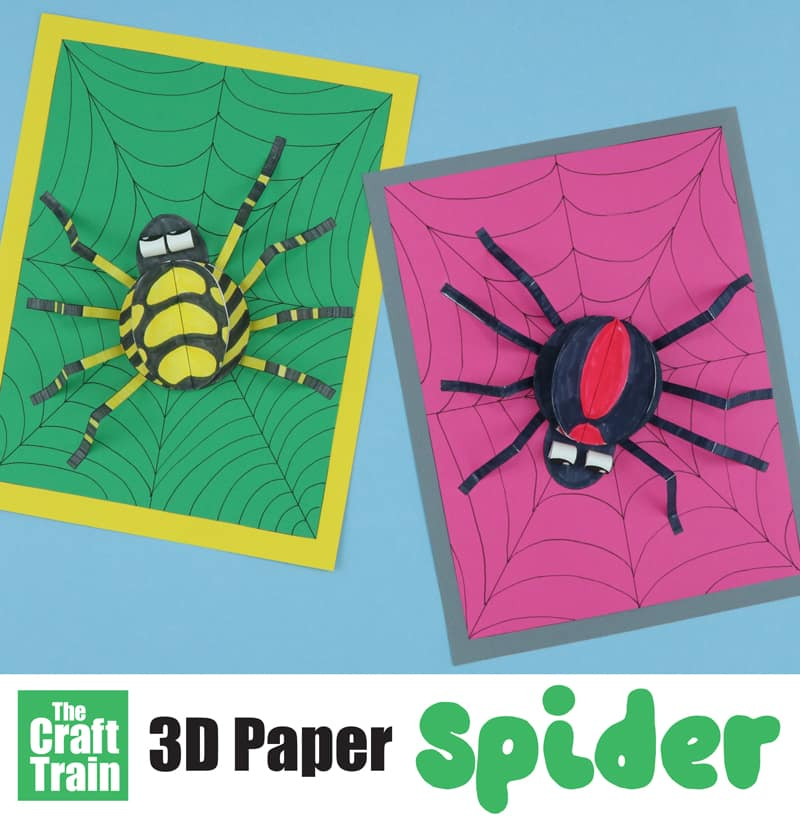 3D paper spider craft | The Craft Train Spider Crafts, Spider Art, Spiders For Kids, Art For Kids, Crafts For Kids, Kids Fun, Spider Template, Pom Pom Spiders, Symmetry Art