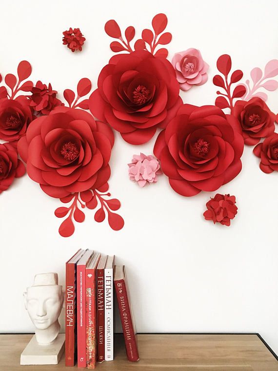 set of paper flowers for wall decor baby girl room decor nursery