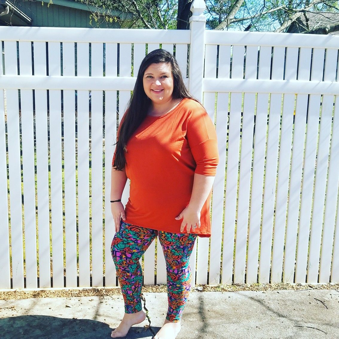 Orange Irma paired with TC Leggings, Lularoe, plus size