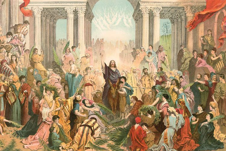 Jesus Entering Jerusalem Illustration From Far Gustave Dore