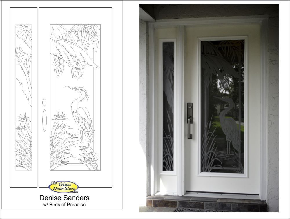 glass door store framed glass new front door with etched glass egret and palm trees very tropical http pin by the glass door store on installing new doors in 2018 glass door store framed glass new front door with etched glass egret and palm trees very tropical http pin by the glass door store on installing new doors in 2018