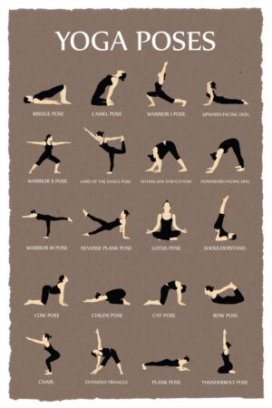 Yoga Poses Reference Chart Studio Gray – Poster - Canvas Print - Wooden Hanging Scroll Frame - Golderkey.co Fitness Workouts, Easy Yoga Workouts, Yoga Fitness, At Home Workouts, Fitness Body, Beginner Yoga Workout, Yoga Bewegungen, Yoga Moves, Yoga Postures