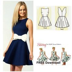 ruby dress Dress Patterns Free, Sewing Patterns Free, Free Sewing, Clothing Patterns, Free Pattern, Sewing Tips, Sewing Hacks, Skirt Patterns, Pattern Sewing