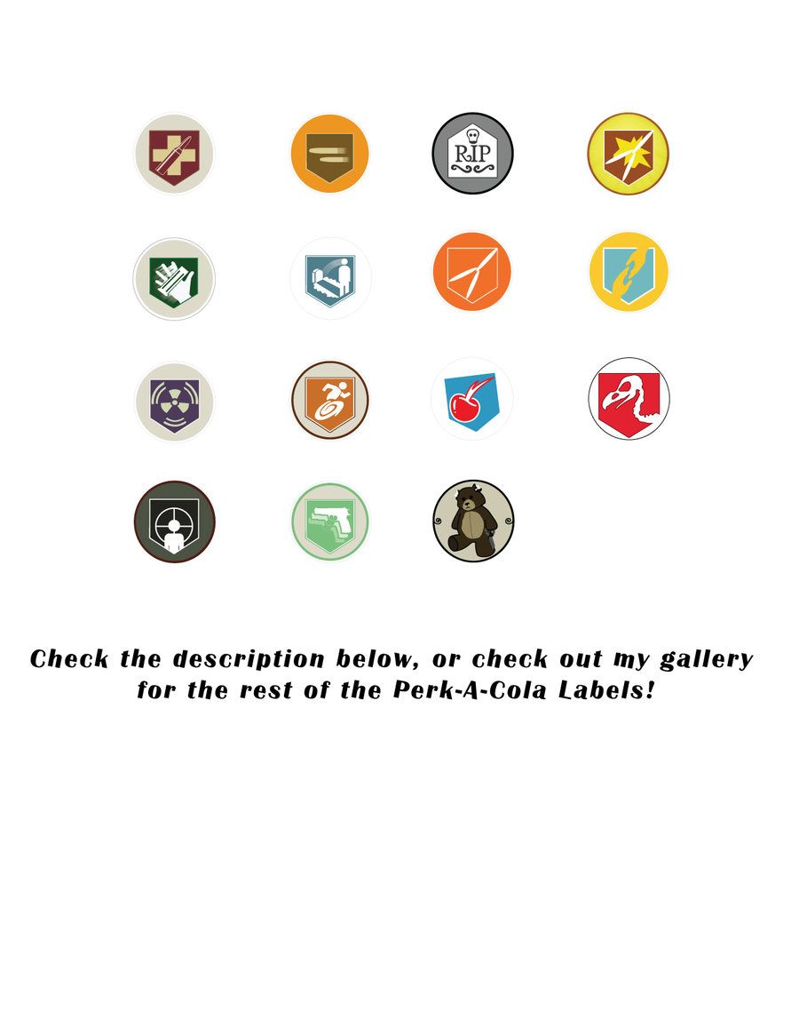 Perk-A-Cola Bottle Cap Labels by TBoneCaputo on DeviantArt | Perk a cola bottles, Call of duty ...