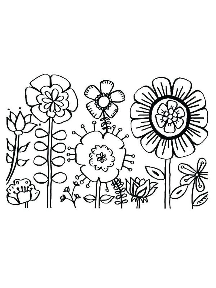 Bursting Blossoms Flower Coloring Page Flower Coloring Pages
