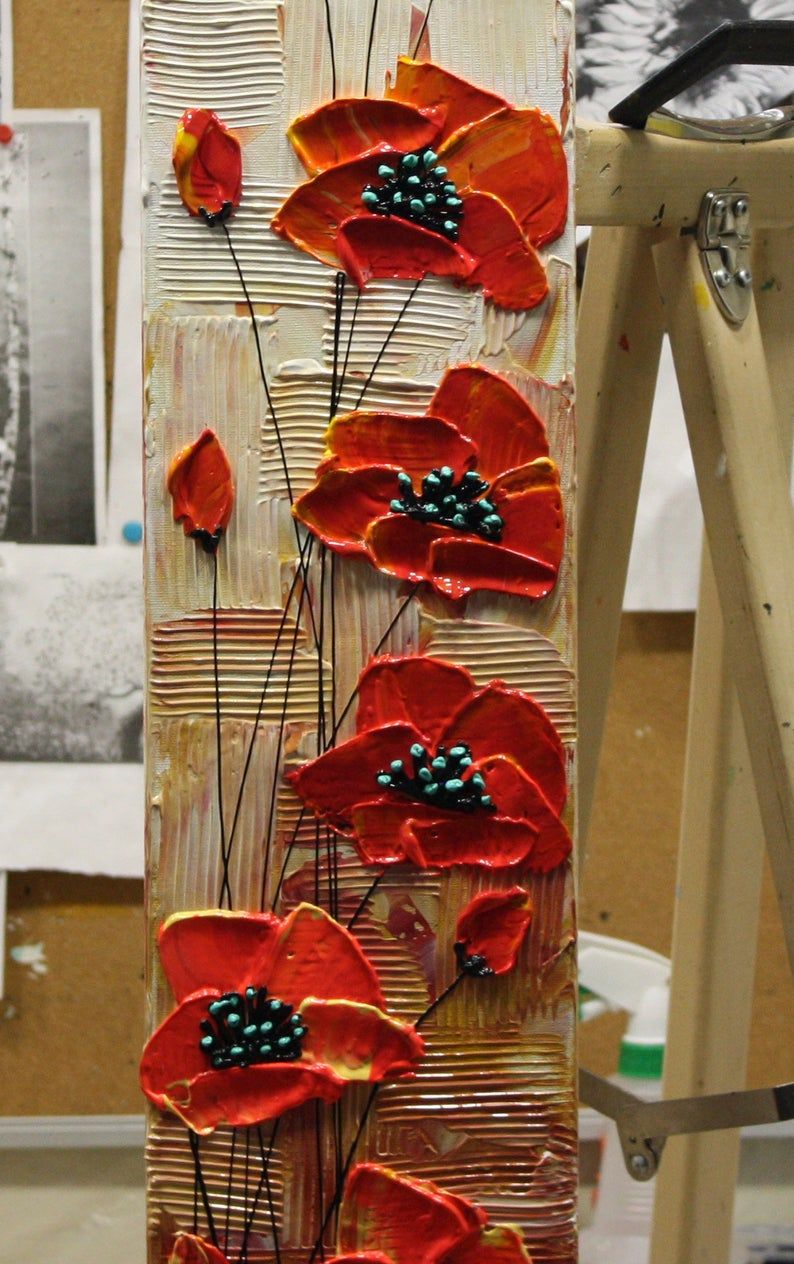 Red Poppy Painting Textured Flower Art Abstract Pa Red Poppy Painting Textured Flower Art Abstract Pa
