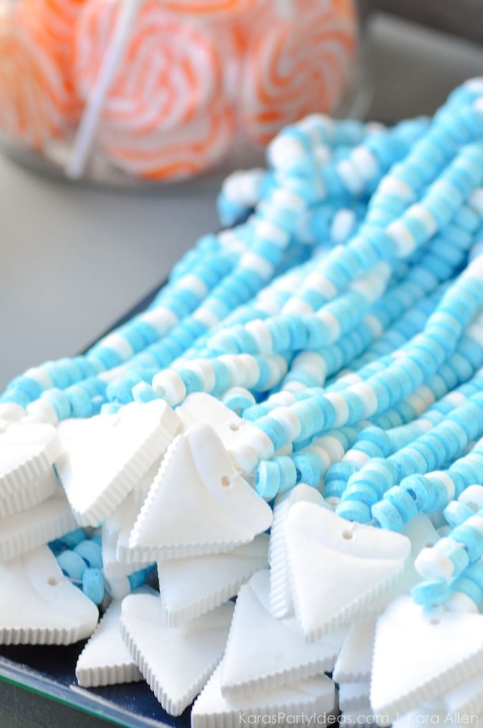 Jawsome Shark Themed Birthday Party Owens 4th Bday Shark Tooth Candy Necklaces At A Jawesome Themed Birthday Party By Kara Allen S