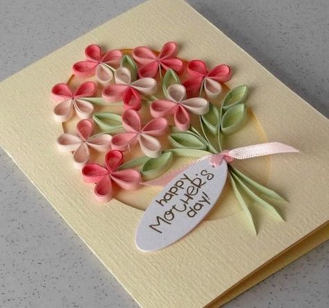 Karten basteln Muttertagskarten | Handmade Mother's Day Cards. Ideen für Muttertag. Selbst gebastelte Karte mit Blumenstrauß #kidscraftmothersday
