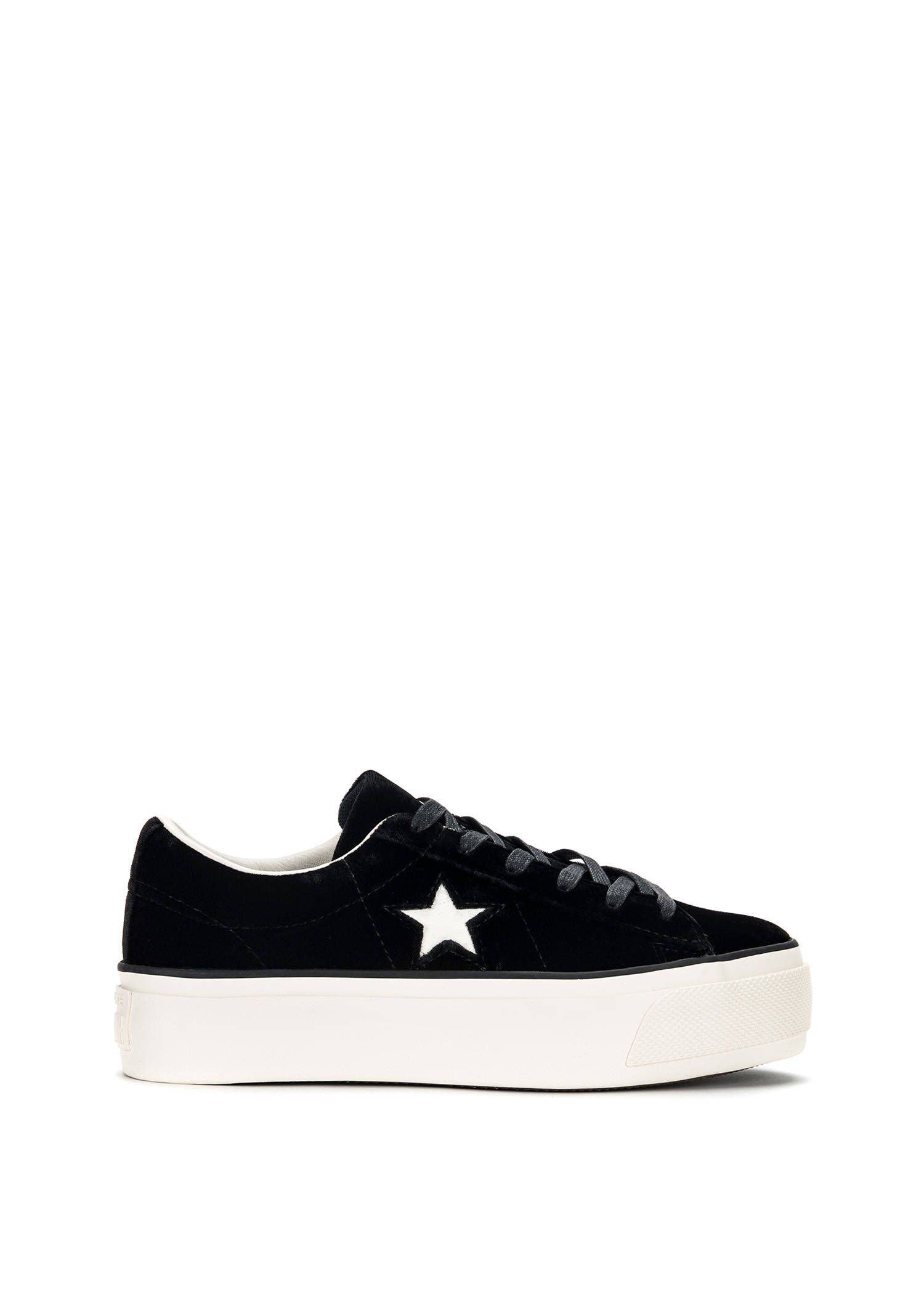Converse Women s One Star Velvet Lace Up Platform Sneakers In