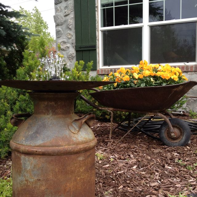 Easy Fountain Recirculating Water In An Old Milk Can And Easy Fountain Recirculating Water In An Old Milk Can And