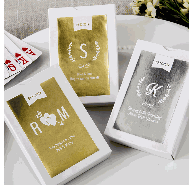 metallic boxed playing card favors wedding gift favors