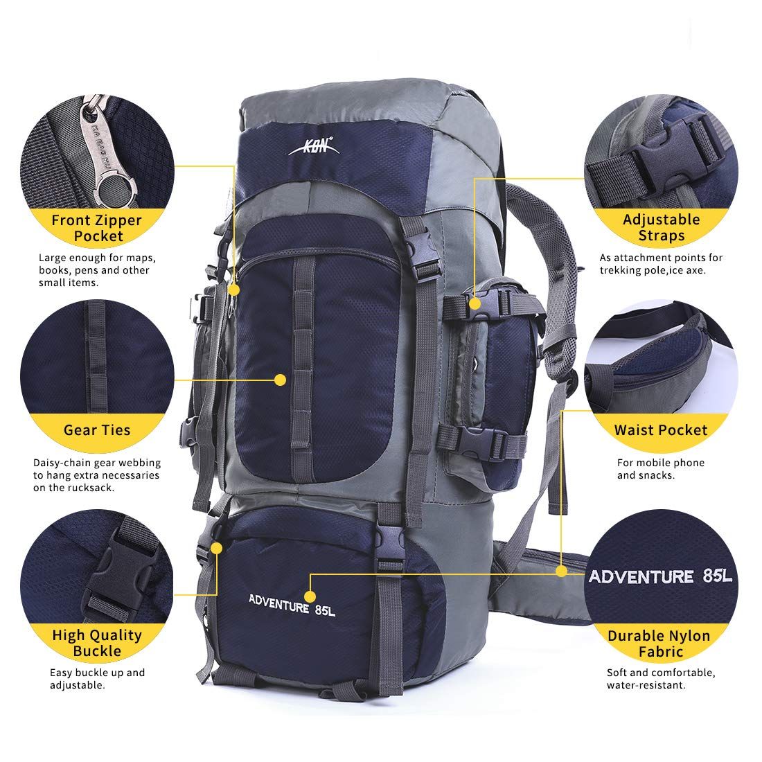 Mooedcoe 75L Internal Frame Hiking Backpack for Outdoor Camping Travel Backpacking Backpack for Men