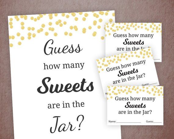 Sweets Guessing Sport, Child Shower Online games Printable, Gold graphic regarding Guess How Many in the Jar Printable called Sweets Guessing Recreation, Boy or girl Shower Online games Printable, Gold