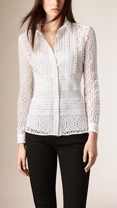 Blanco Camisa de encaje Imagen 1 … | Camisas de encaje Blanco Camisa de encaje Imagen 1 … | Camisas de encaje