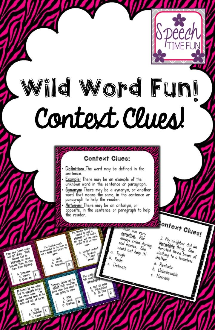 worksheet Context Clues In Paragraphs Worksheets wild word context clues card game worksheets and speech time fun visual aid