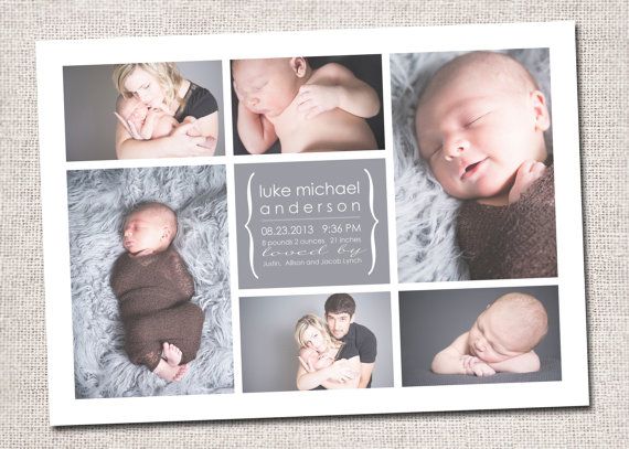 birth announcement template 2 pack 6 photo collage birth