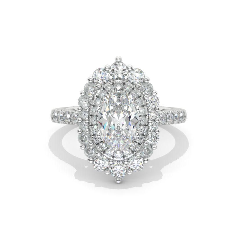 14K White Gold 3 Carat Oval Moissanite Double Halo Engagement Ring Vintage Oval Engagement Rings, Double Halo Engagement Ring, 14k Rose Gold Engagement Rings, Engagement Ring Shapes, Wedding Rings Vintage, Wedding Rings For Women, Moissanite Engagement Ring, Costco Engagement Rings, Oval Moissanite Ring
