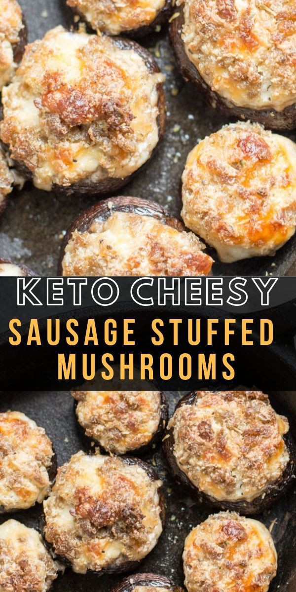 Easy Keto Stuffed Mushrooms are loaded with spicy sausage and cheese for the per... -