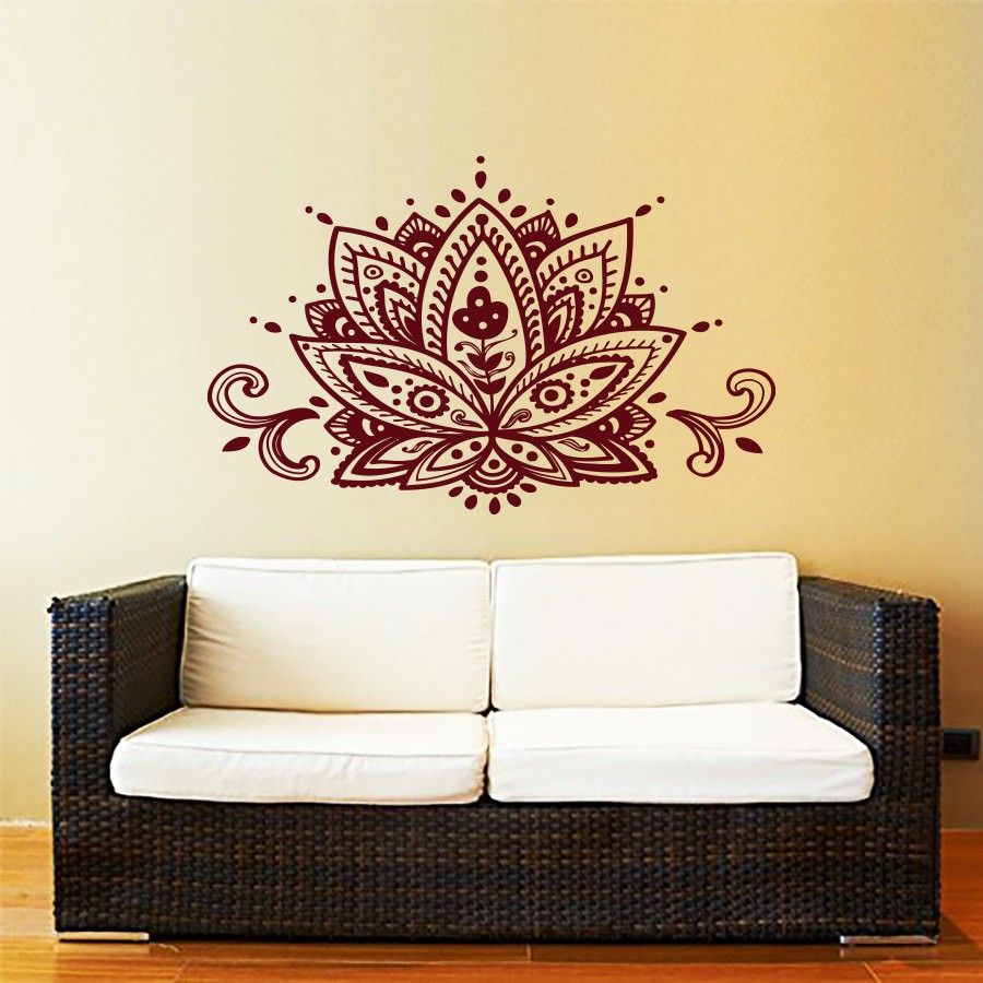 Lotus Flower Wall Decal Yoga Studio Vinyl Sticker Decals Mandala Lotus Flower Wall Decal Yoga Studio Vinyl Sticker Decals Mandala Ornament Moroccan Pattern Namaste Home Decor