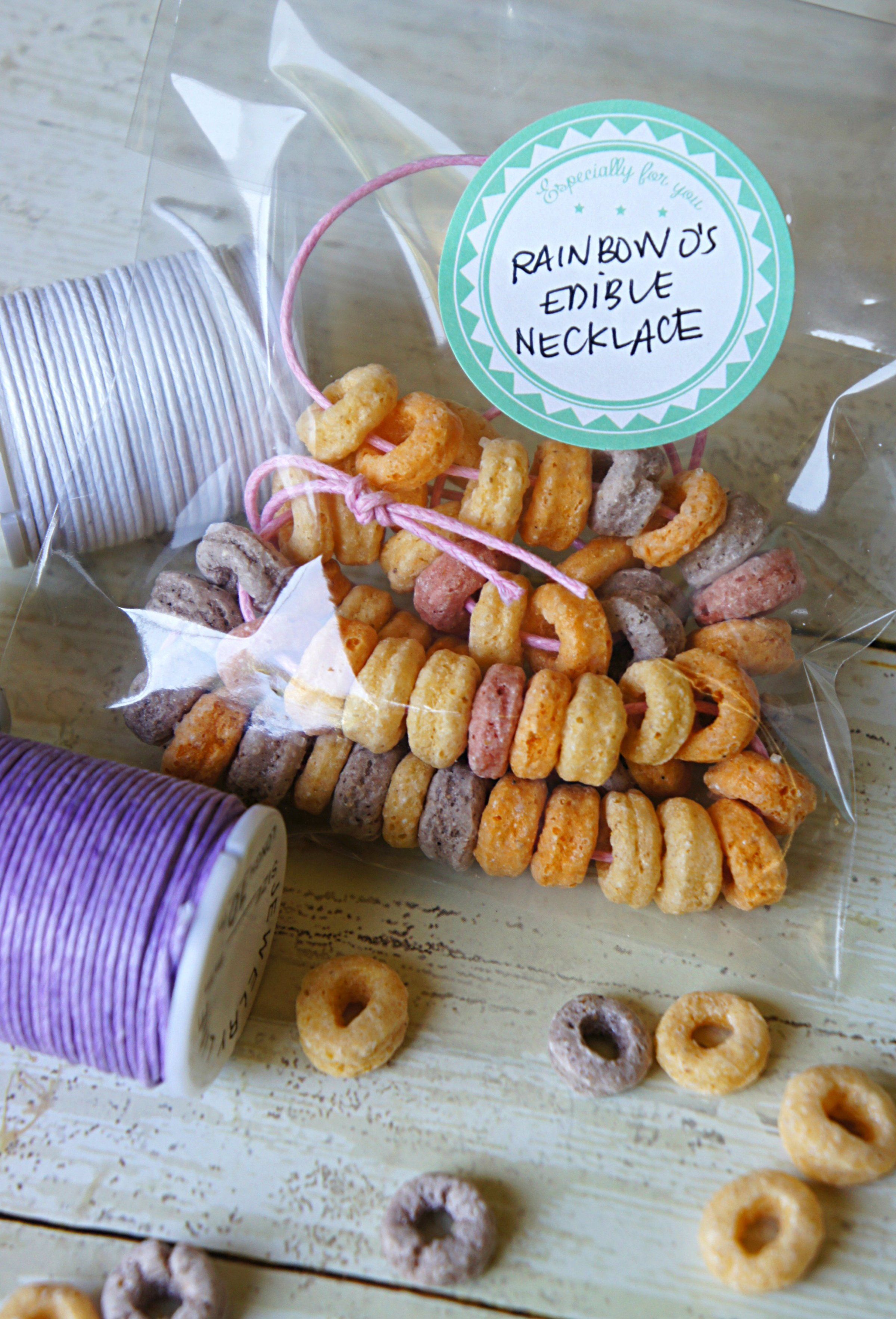 Fun Rainbow O's Edible Cereal Necklaces for Kids #bakesaleideas