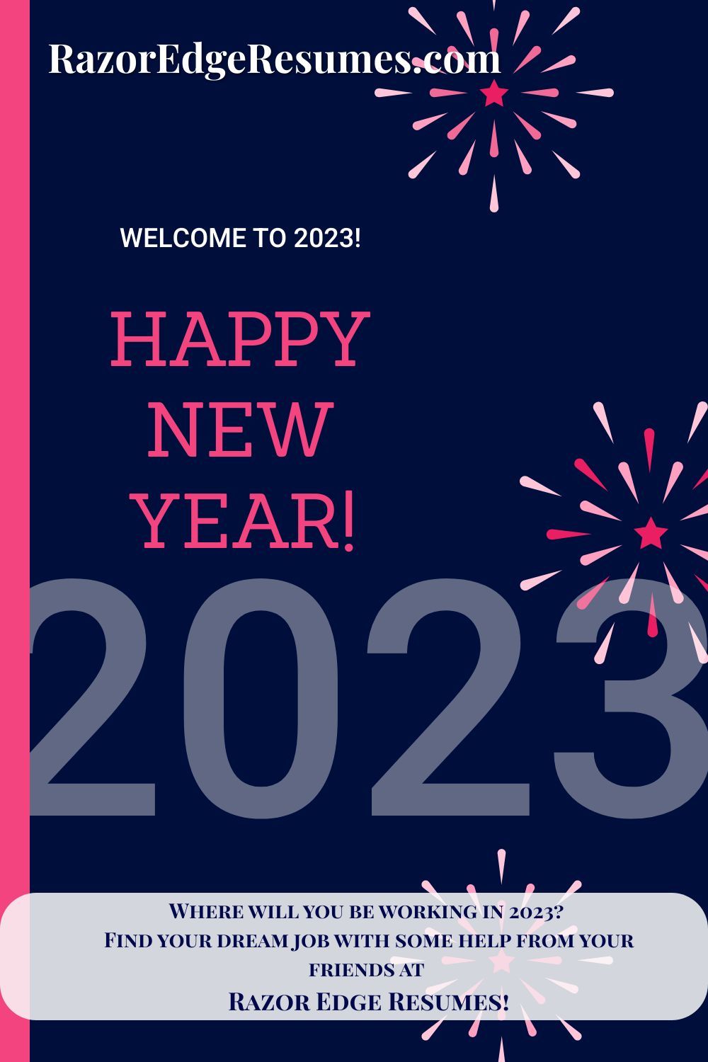 Where will you be working in 2023? Find your dream job with some help from your friends at Razor Edge Resumes! https://smpl.is/q3xh #dreamjob #resume #careeradvice #careergoals #jobsearchtips #jobhunting Click this link to schedule your free resume consultation! https://smpl.is/q3xi