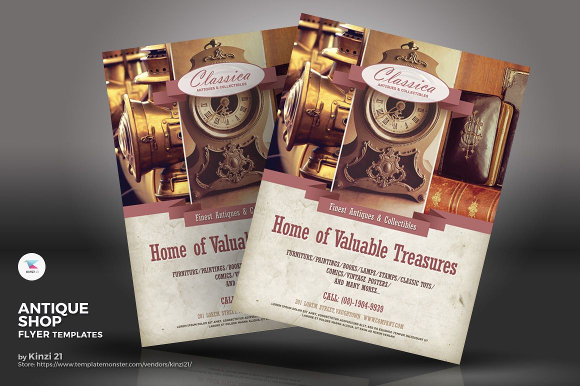 antique shop flyer corporate identity template 69357 flyer website templates
